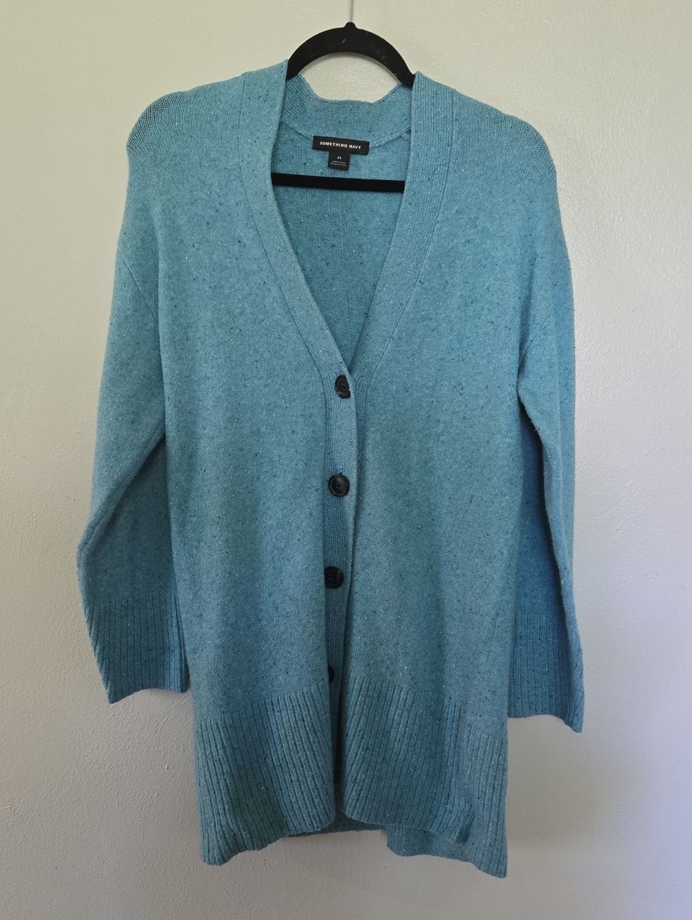 Something Navy Cardigan Sweater Button Blue XS